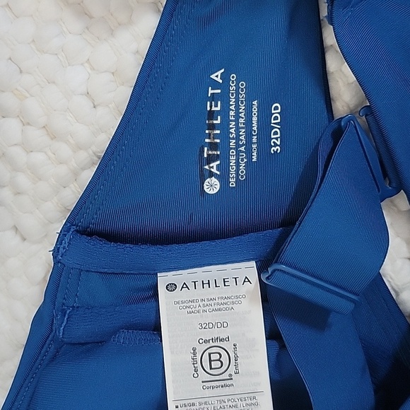 NWOT  Athleta  32D/DD SQUARE NECK V BRA CUP BIKINI Top Blue - Picture 3 of 6